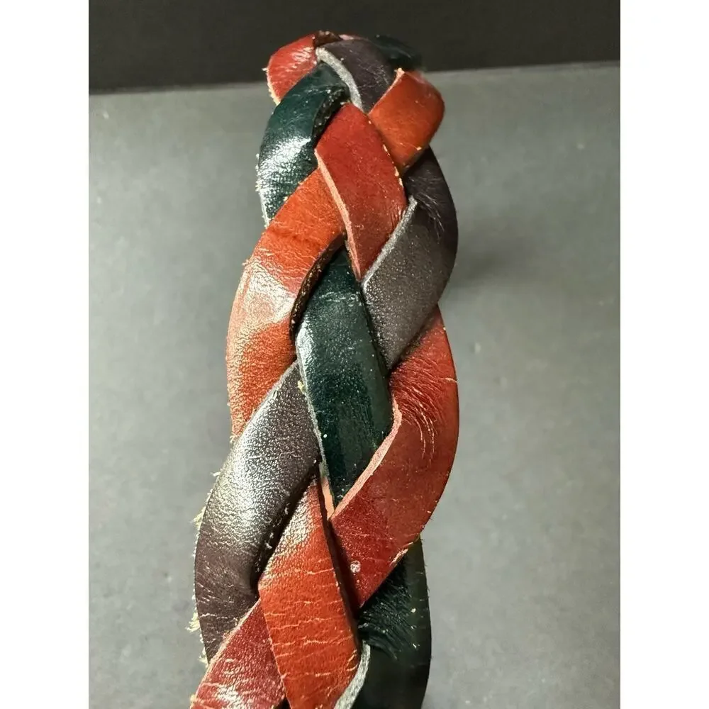 The Limited Size M Woven Braided Genuine Leather Multicolor Boho Belt Vintage